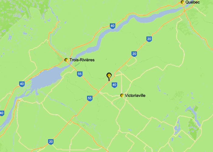 carte sortie 220 positionnement parc industriel près de Victoriaville